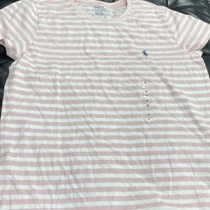 Polo by Ralph Lauren Pink and White Striped Tee